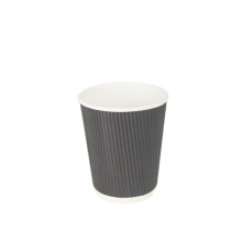 PE coated hot beverage black ripple coffee cup paper with lids from factory